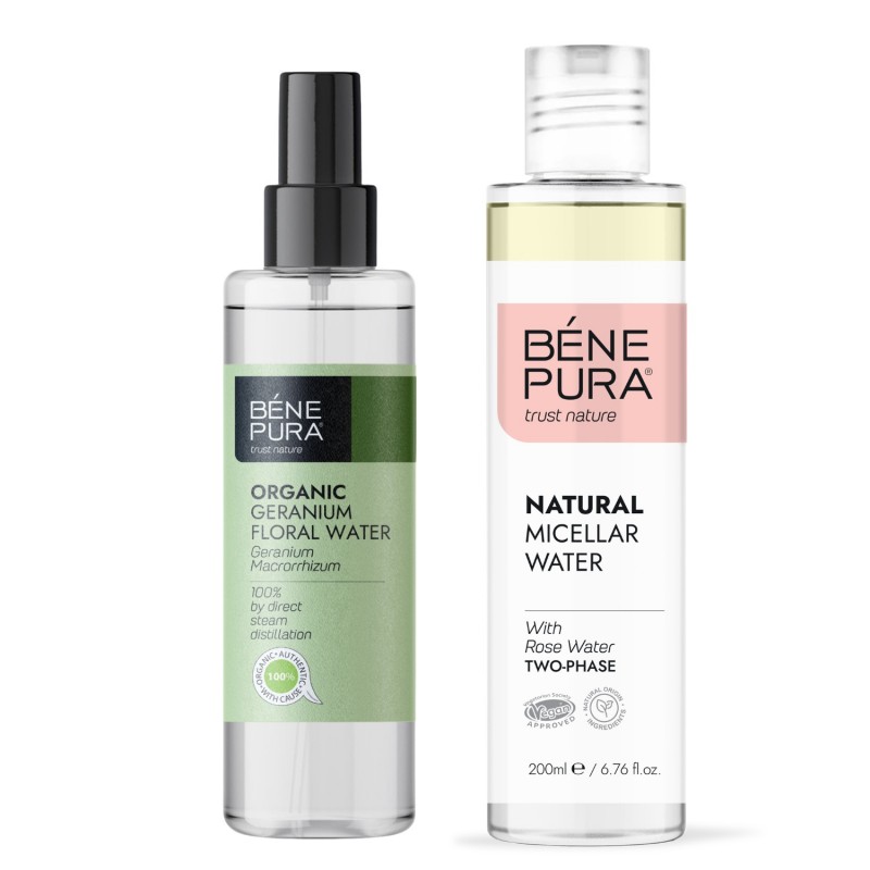 Natural micellar water and Bio Geranium Floral water - Product Comparison