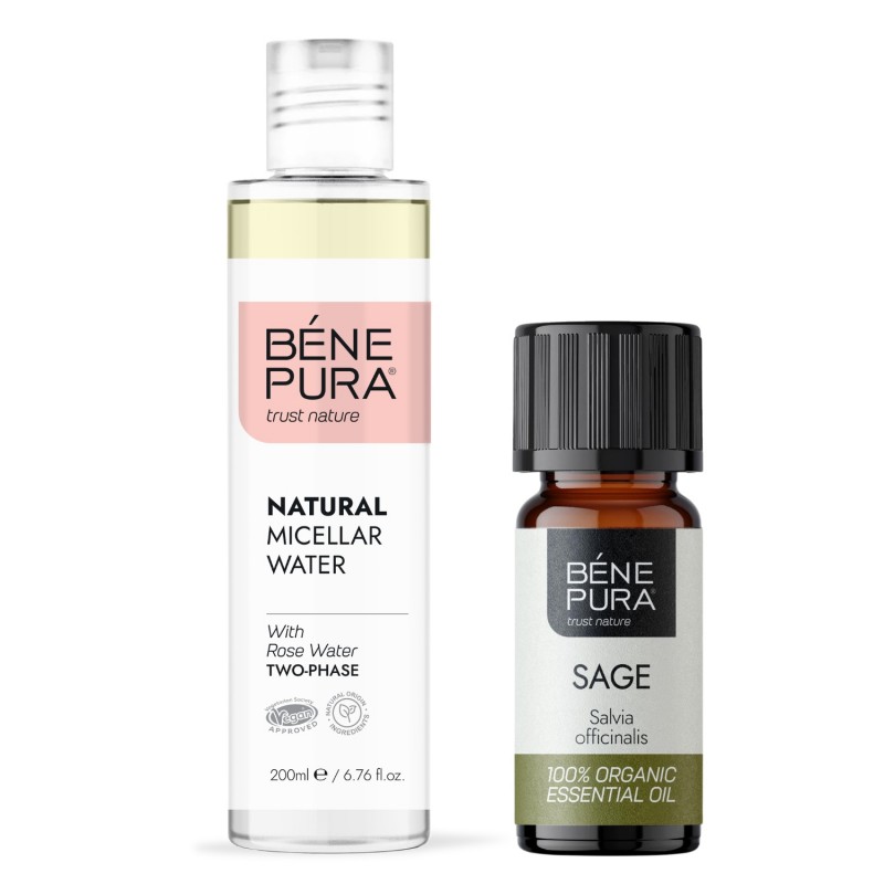 Natural micellar water and Bio Sage Essential oil - Product Comparison