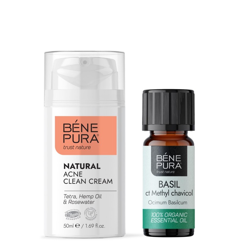 Natural face cream for Acne and Bio Basil Essential oil - GMC