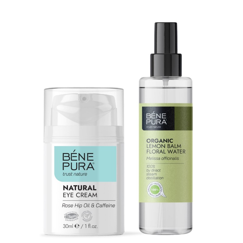 Natural eye cream for Dark circles and Wrinkles and Bio Lemon Balm Floral water - GMC