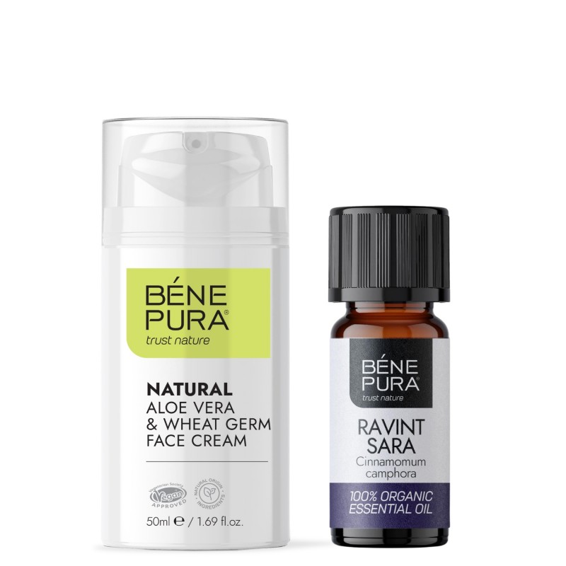 Natural Aloe vera face cream and Bio Ravintsara Essential oil - GMC