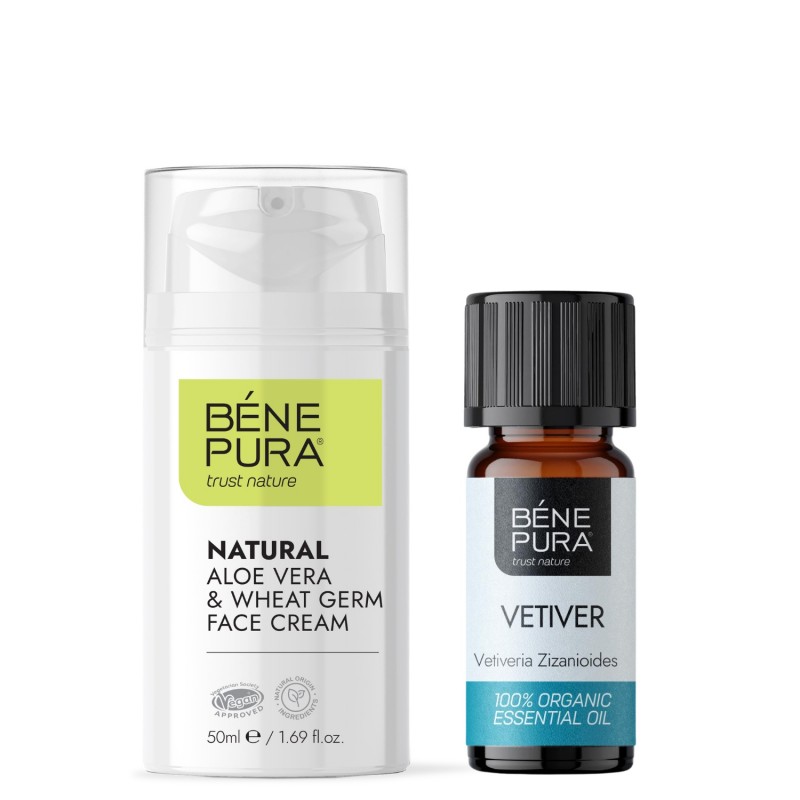 Natural Aloe vera face cream and Bio Vetiver Essential oil - GMC