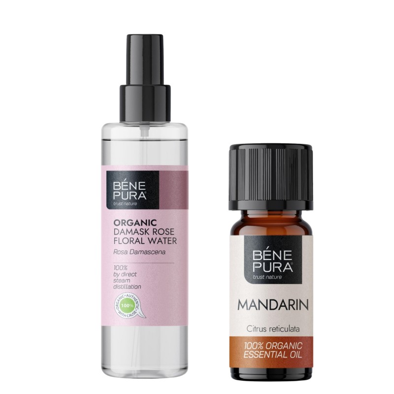 Bio Rosa Damascena Floral water and Bio Red Mandarin Essential oil