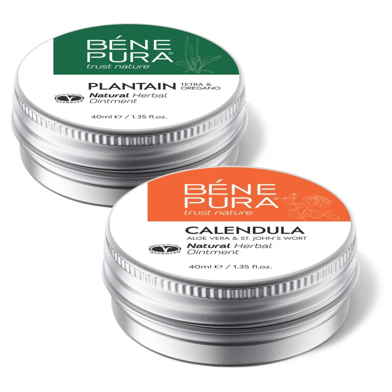 Ointment for Itching and Rashes with Plantain and Ointment for Wounds, Burns and Scars with Calendula, Aloe Vera and St John's Wort - GMC