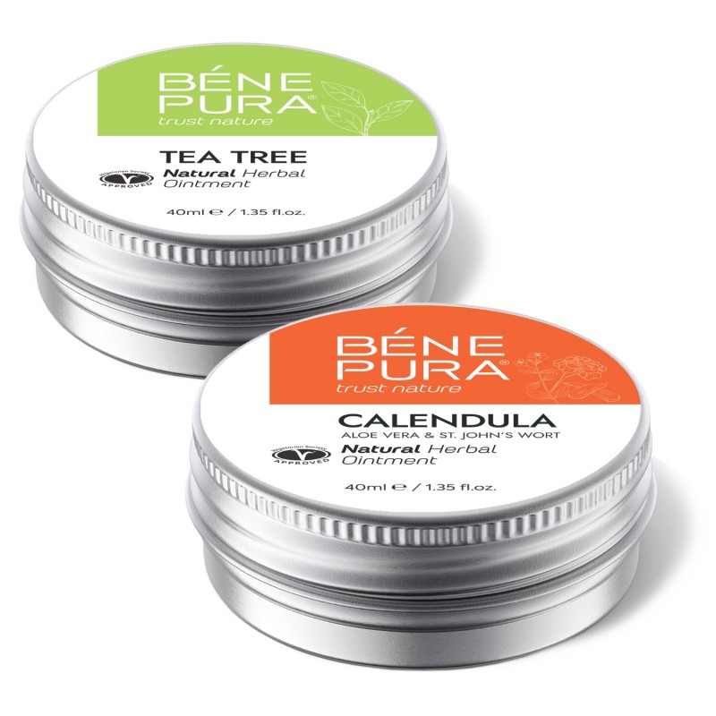 Ointment for Itching and Rashes with Tea tree and Ointment for Wounds, Burns and Scars with Calendula, Aloe Vera and St John's Wort - GMC