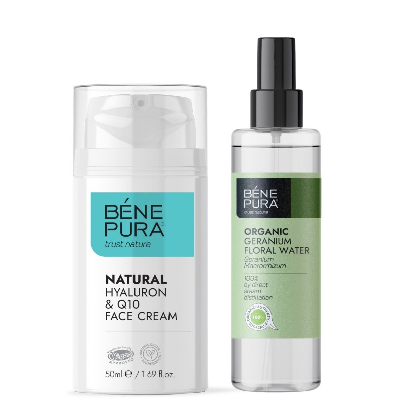 Natural face cream with Hyaluronic acid and Coenzyme Q10 and Bio Geranium Floral water - GMC
