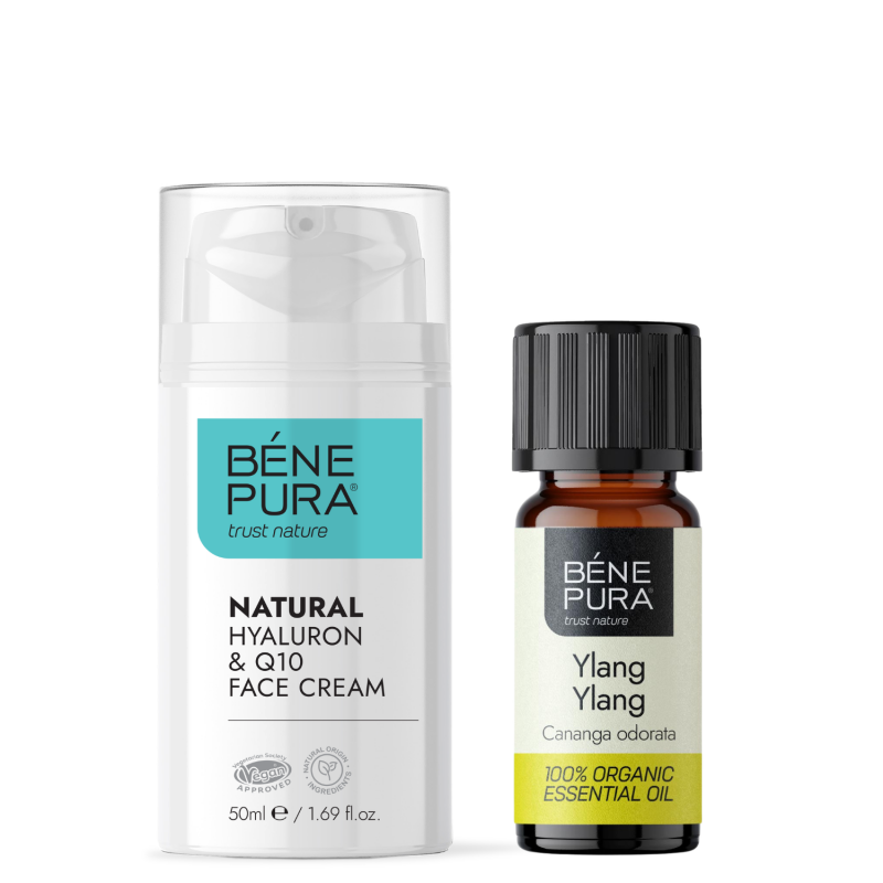 Natural face cream with Hyaluronic acid and Coenzyme Q10 and Bio Ylang-ylang Essential oil - Moisturizing face creams