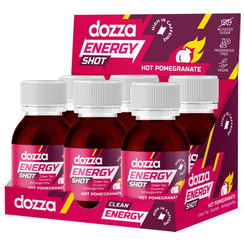 6x Pack DOZZA Energy Hot Pomegranate Energy shot - 60ml - Energy drinks