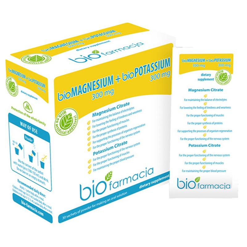 Bio Magnesium 300mg + Bio Potassium 300mg - 30 sachets - Supplements