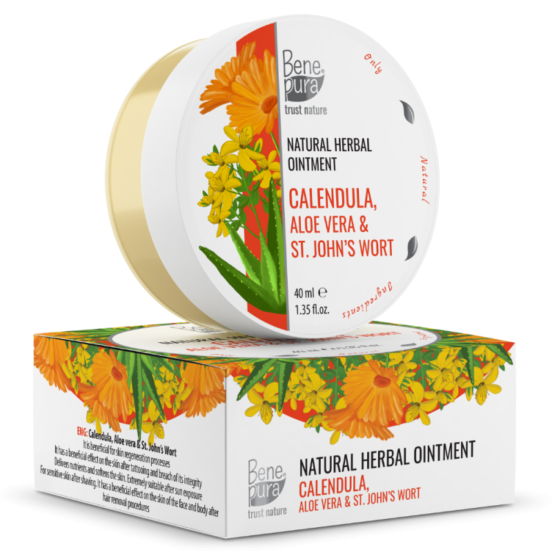 Burn and Wound Ointment with Calendula, Aloe Vera and St John's Wort - 40 ml - Herbal Ointments